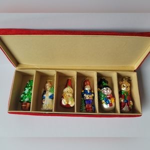 Set of 6 Christmas Ornaments Antique with Box